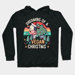 Cute Cow I'm Dreaming of a Vegan Christmas Funny Men Women Hoodie